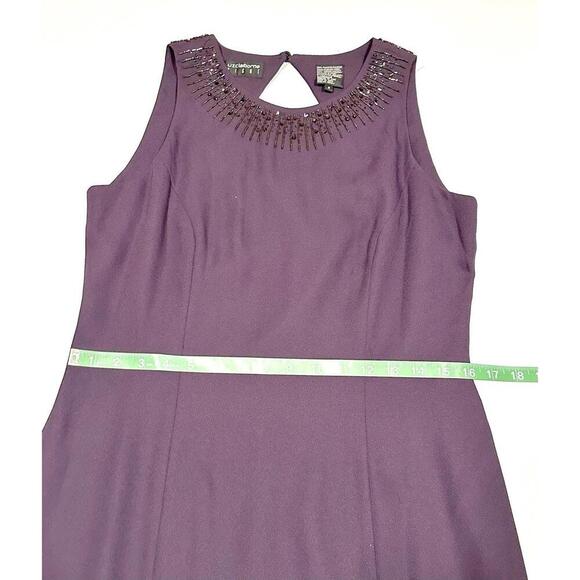 Liz Claiborne Night Women's Dark Purple Long Sleeveless Beaded Formal Gown Size8 - Picture 13 of 15